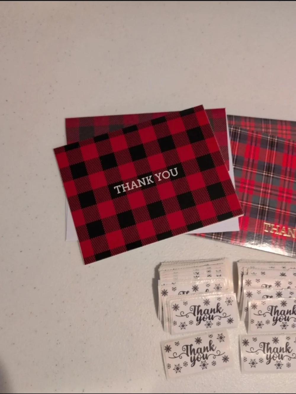 Pair of Christmas And Winter Thank You Cards And Stickers
